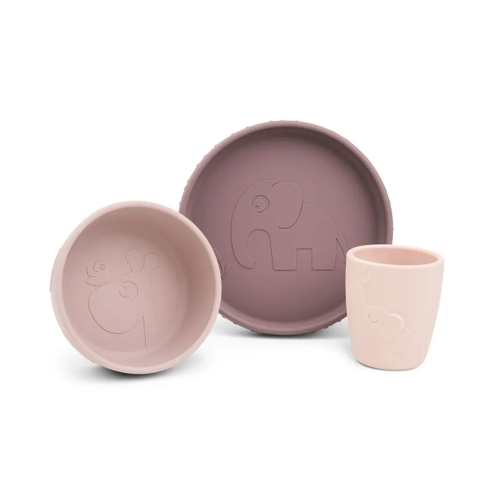 Done Deer Stoviglie per bambini Deer Friends Powder 3 pezzi