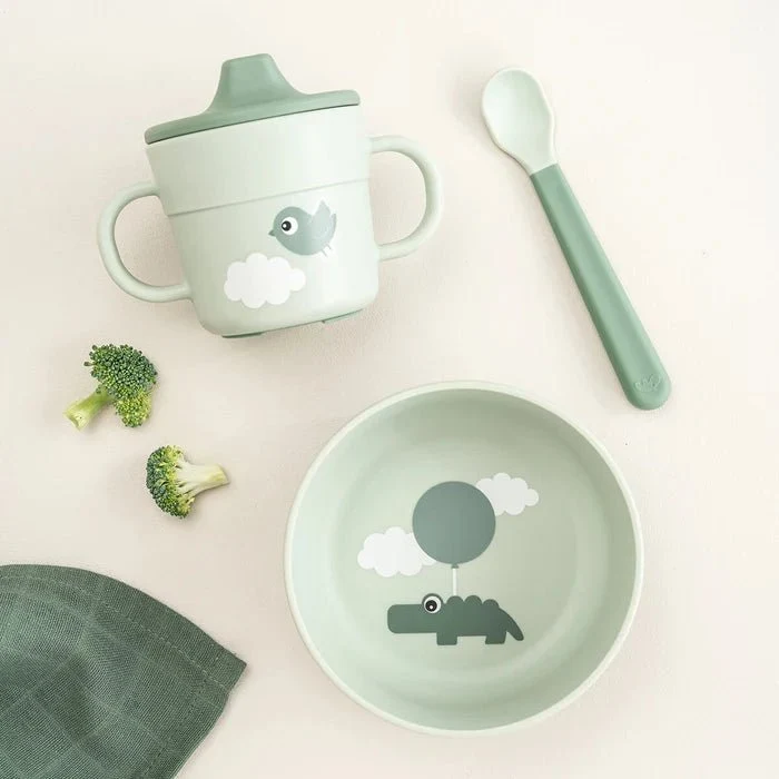 Done Deer Stoviglie per bambini Happy Clouds Verde