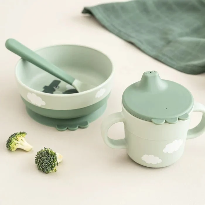 Done Deer Stoviglie per bambini Happy Clouds Verde