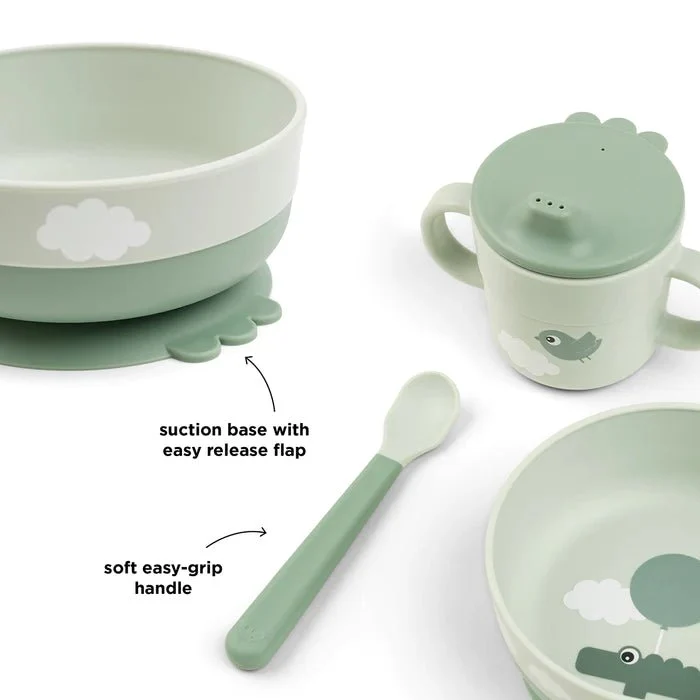 Done Deer Stoviglie per bambini Happy Clouds Verde