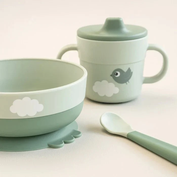 Done Deer Stoviglie per bambini Happy Clouds Verde