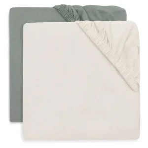 <tc>Jollein</tc> Lenzuolo pieghe Culla Verde Mare/Avorio 50X80Cm 2 pezzi