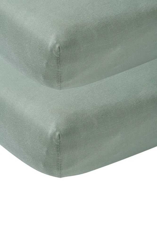 Meyco Lenzuolo pieghe Jersey Stone Green 70x140/150 cm 2 pezzi