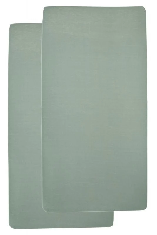 Meyco Lenzuolo pieghe Jersey Stone Green 70x140/150 cm 2 pezzi