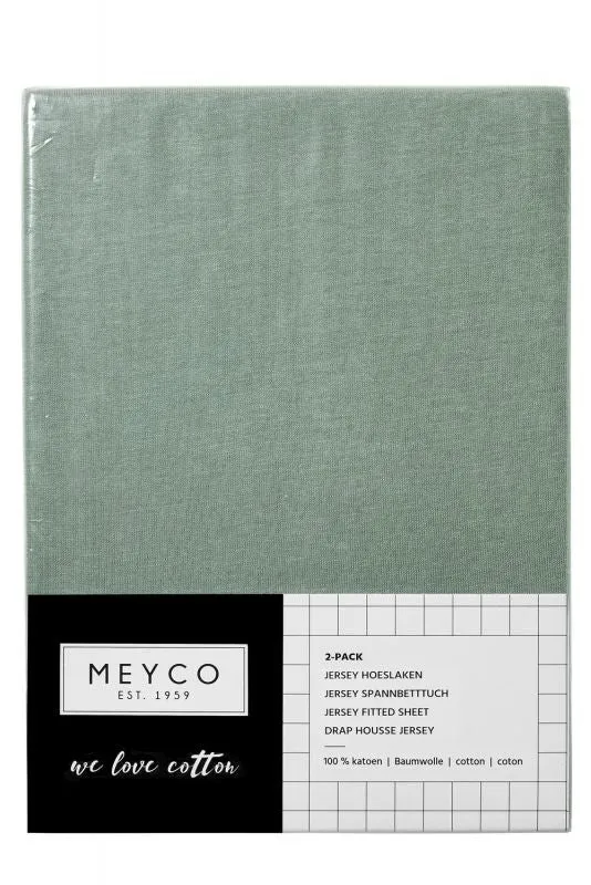 Meyco Lenzuolo pieghe Jersey Stone Green 70x140/150 cm 2 pezzi