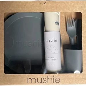 <tc>Mushie</tc> Set di stoviglie per bambini Giftbox Round Smoke