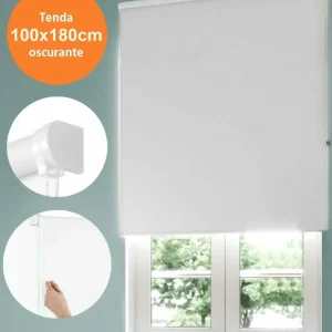 Tenda Rullo Oscurante 100x180cm Bianco Con Catenina Tende Parasole Finestra Casa
