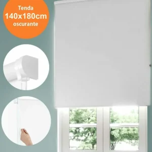 Tenda Rullo Oscurante 140x180cm Bianco Con Catenina Tende Parasole Finestra Casa