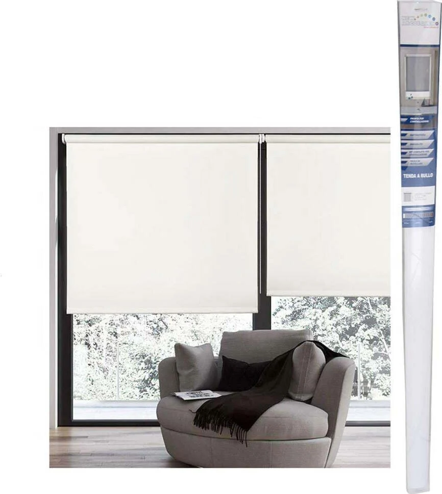 Tenda Rullo Oscurante 80x180 Cm Bianco Con Catenina Tende Parasole Finestra Casa