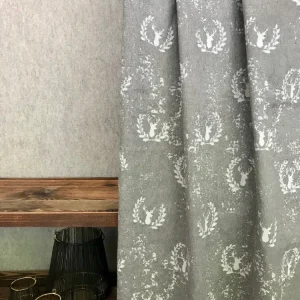 Tende Tendaggi su misura, fantasia cervi vintage, stile montagna chalet, misto lino, fantasia jacquard, "cervi vintage"