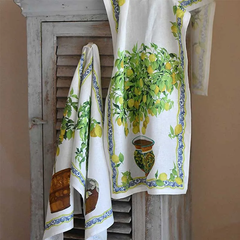 Tessitura Toscana Strofinaccio lino Limonaia Coccio 50 X 70 cm