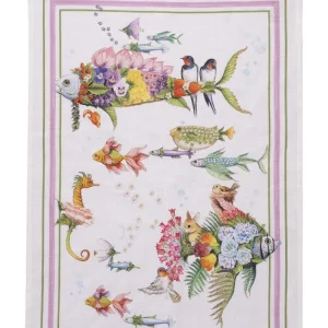 Tessitura Toscana Telerie PESCIFLORA CANOVACCIO DA CUCINA DI LINO 50X70CM