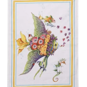 Tessitura Toscana Telerie PESCIFLORA CANOVACCIO DA CUCINA DI LINO 50X70CM