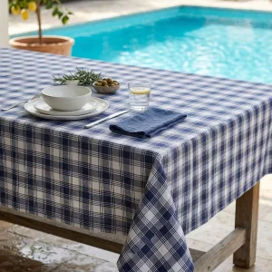 Tovaglia 140x180 cm variante quadretti bianco e blu, Blanc Mariclò