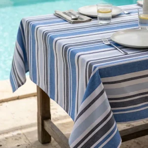Tovaglia 140x270 cm variante righe bianco e blu, Blanc Mariclò