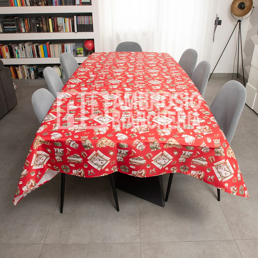 Tovaglia Antimacchia X12 Gattino Rosso