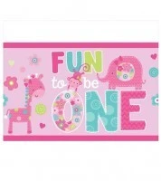 Tovaglia, 1° compleanno One Wild Girl, 1,37x2,59m, lavabile