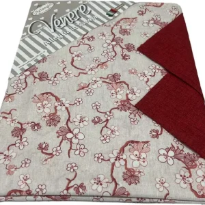 Tovaglia Con 12 Tovaglioli Stampata Rossa Misura 140x240 Produzione Toscana Made Italy