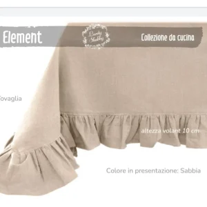 Tovaglia o copritavola beige cotone con volant 160x200cm