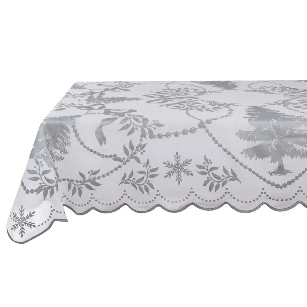 Tovaglia cotone bianco e argento Blanc Mariclo' 160x340cm