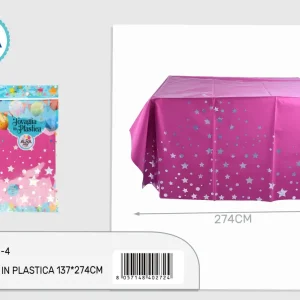 Tovaglia fucsia con stelle 137x274cm