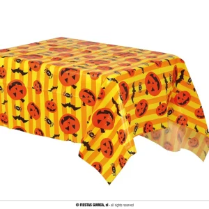 TOVAGLIA HALLOWEEN CON ZUCCHE E PIPISTRELLI CM 130X175