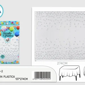 Tovaglia per tavolo 137x274cm bianco argento