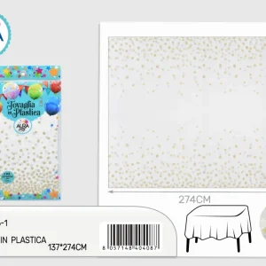 Tovaglia per tavolo 137x274cm bianco oro
