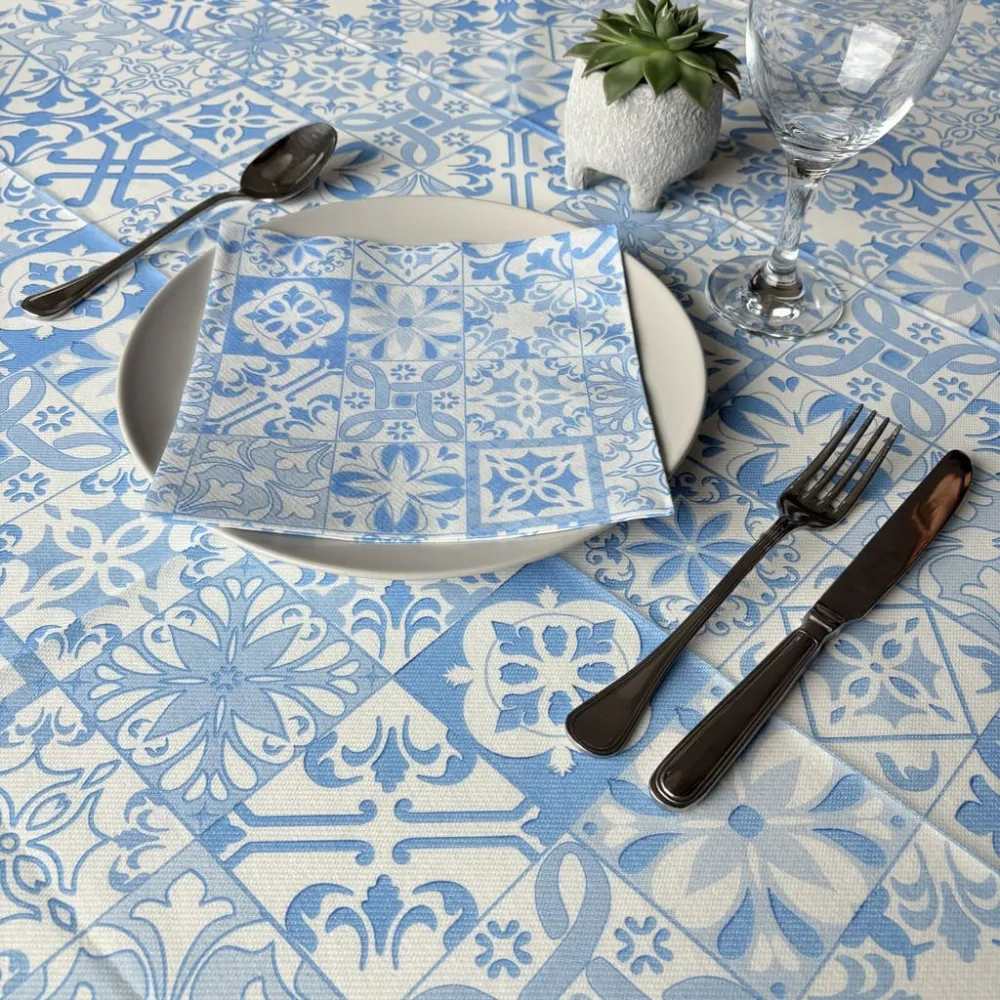 Tovaglia Tnt Maiolica Blu Fibracel cm. 100x100 - 100 pz.
