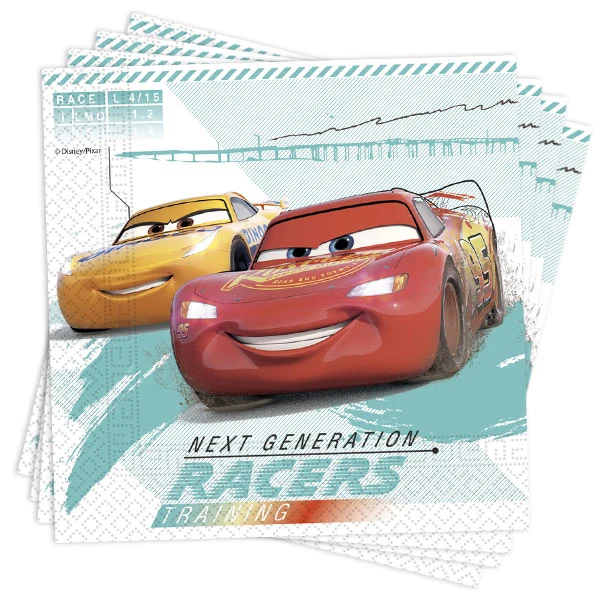 Tovaglioli Cars High Speed, confezione da 20, 33x33cm, compostabili