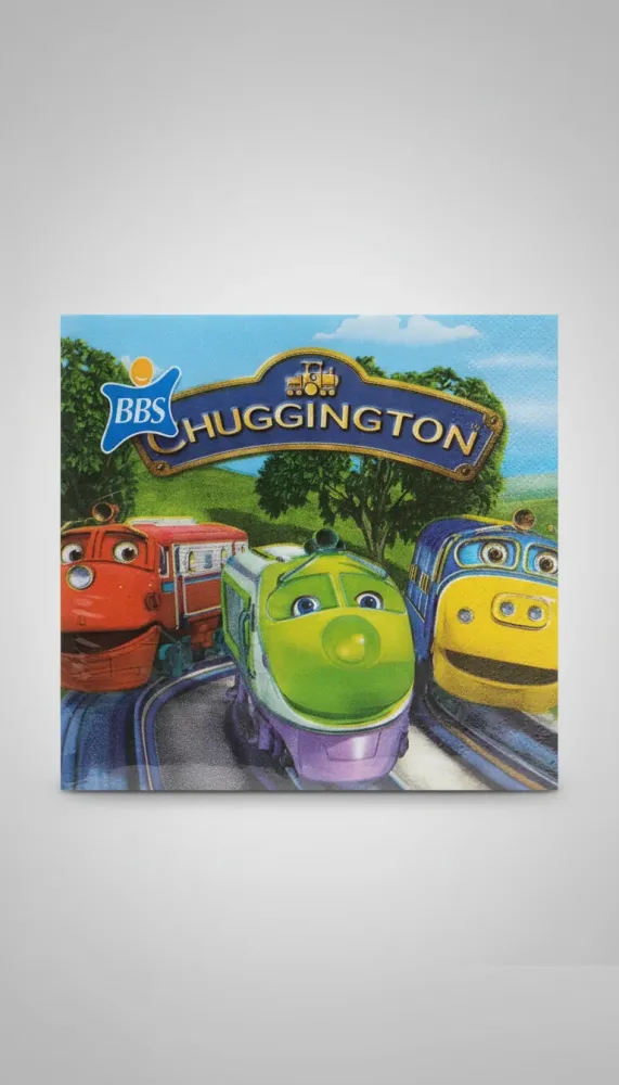Tovaglioli CHUGGINGTON Trenini 33x33 cm | 20 Pezzi Doppio Velo | Kit Tavola Festa Bambini