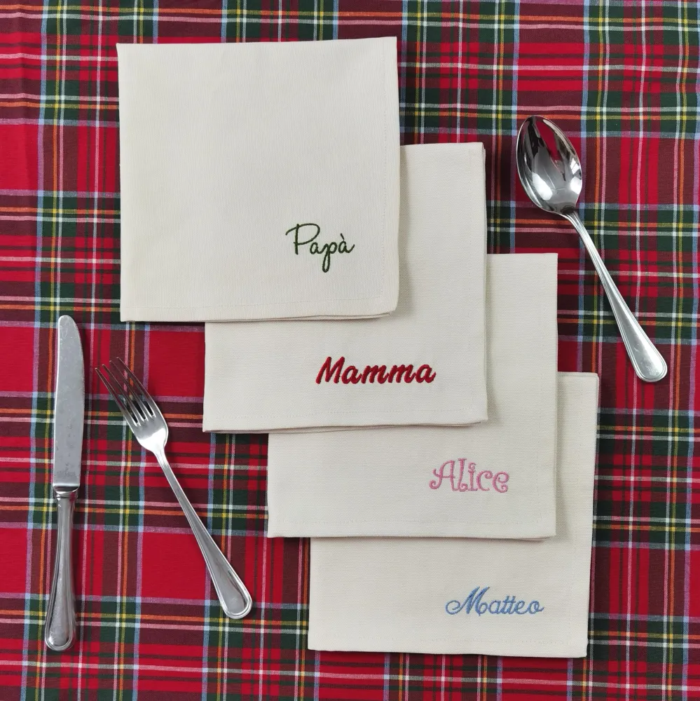 Tovaglioli cotone personalizzati con ricamo del nome
