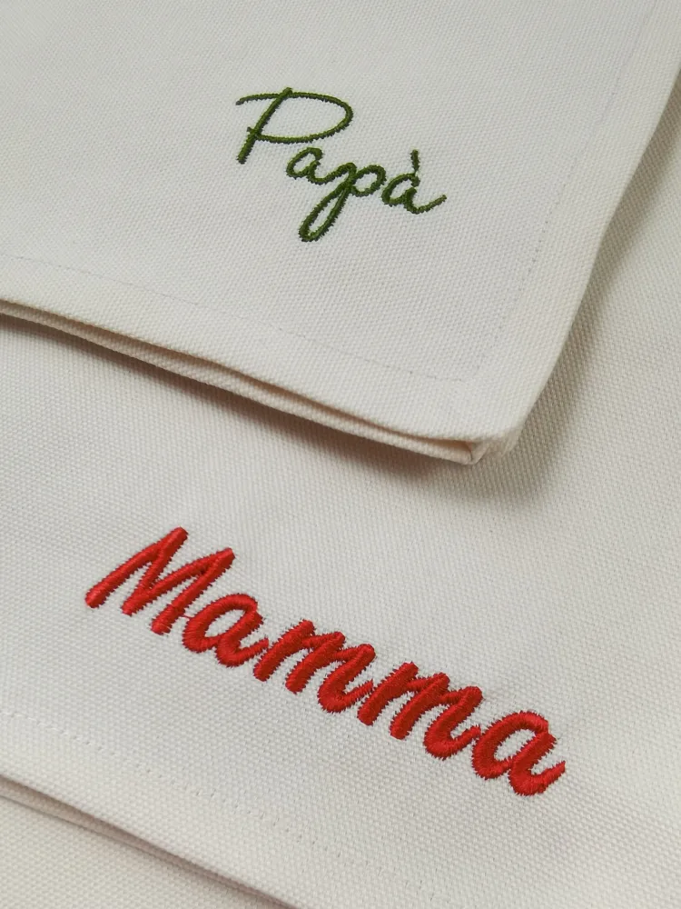 Tovaglioli cotone personalizzati con ricamo del nome