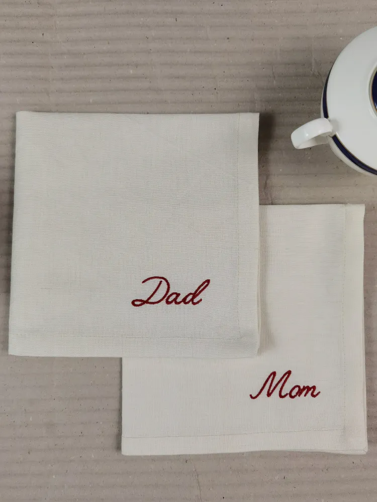 Tovaglioli cotone personalizzati con ricamo del nome