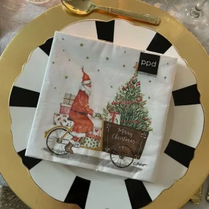 Tovaglioli grandi di Babbo Natale sulla bicicletta