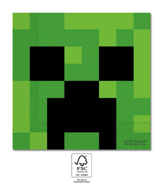Tovaglioli Minecraft TNT, 20 pezzi, 33x33 cm