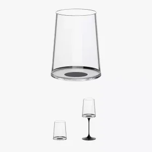 Trebonn SplitGlass • Set 2 bicchieri vino bianco neri senza stelo
