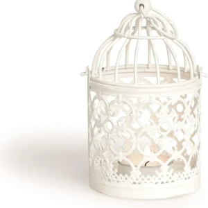 AD Trend Lanterna Tresor Metallo Bianco 8x8x13.5 cm | Portacandele Tealight Decorativo
