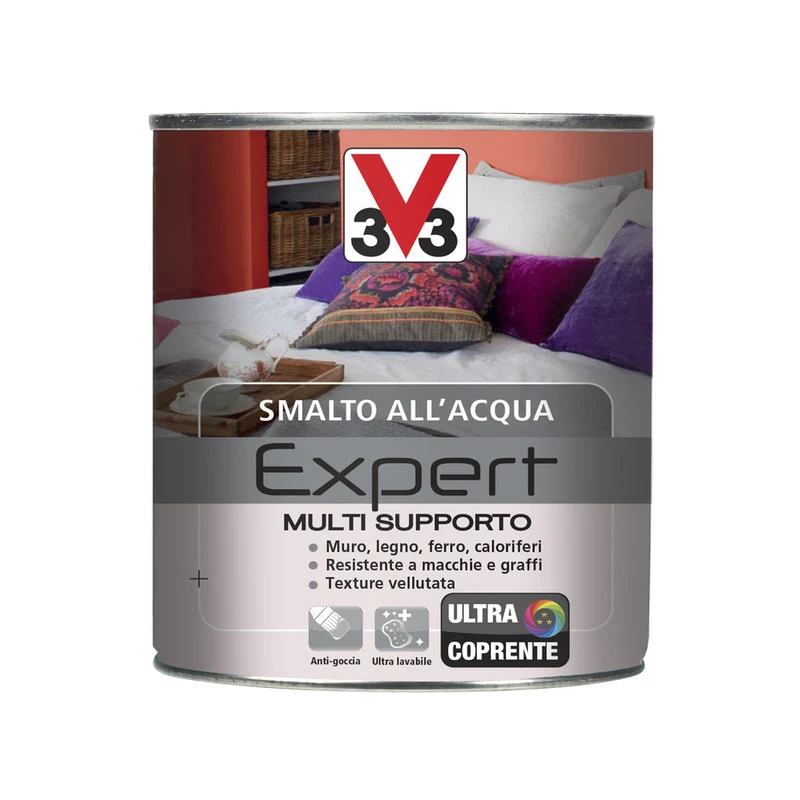 V33 Smalto Multisupporto Expert Bianco Satinato 0,5L- 1,0 Pz