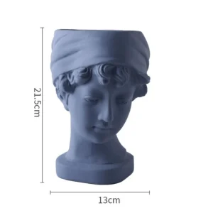 Vaso Donna ceramica Porta Fiori 22 x 13 cm statua BLU