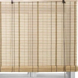 Veneziana Avvolgibile Bambù 100x180cm Tenda Tapparella Rullo Da Sole Oscurante