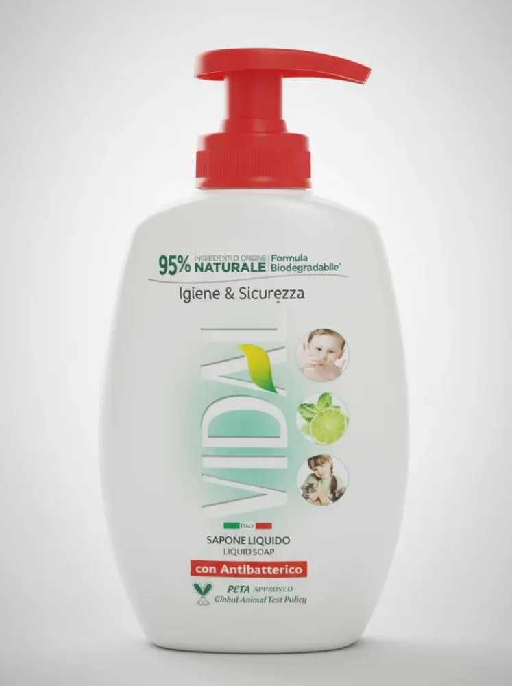 Vidal Sapone Liquido con Dosatore 300 ml Antibatterico Naturale Igiene & Sicurezza