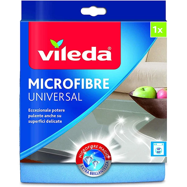 Vileda Panno Microfibra Plus Universale – Tecnologia Evolon® – Trattamento Odor Stop Antibatterico – Sgrassante Anti-Aloni