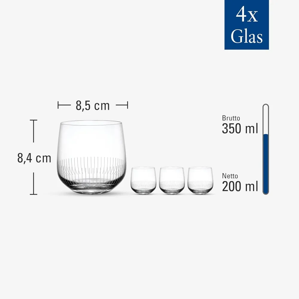 Villeroy & Boch - Afina bicchiere da acqua set da 4 pezzi di bicchieri trasparente, 200 ml, cristallo