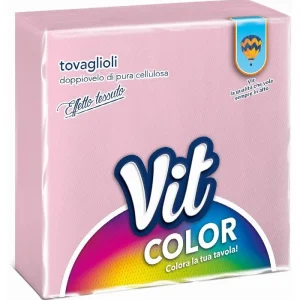 Vit Tovaglioli di Carta Rosa 33x33 cm | 2 Veli | Confezione da 25 Pezzi | Tovaglioli Monouso Resistenti per Feste, Complea...
