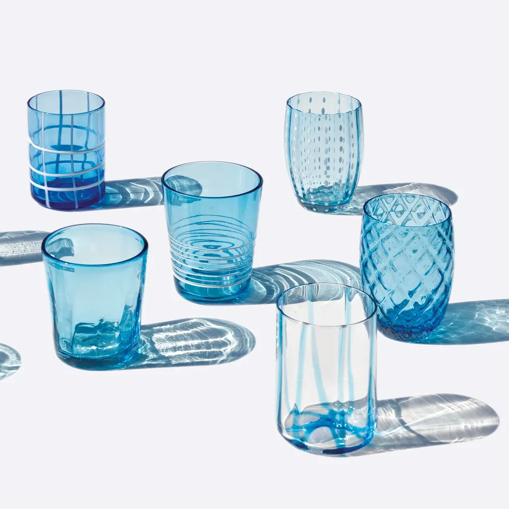 Zafferano Italia - Set da 6 Bicchieri Melting Pot Tumbler monocolore acquamarina