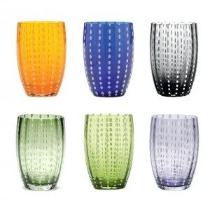 Zafferano Perle Set 6 Bicchieri vetro Colori Assortiti