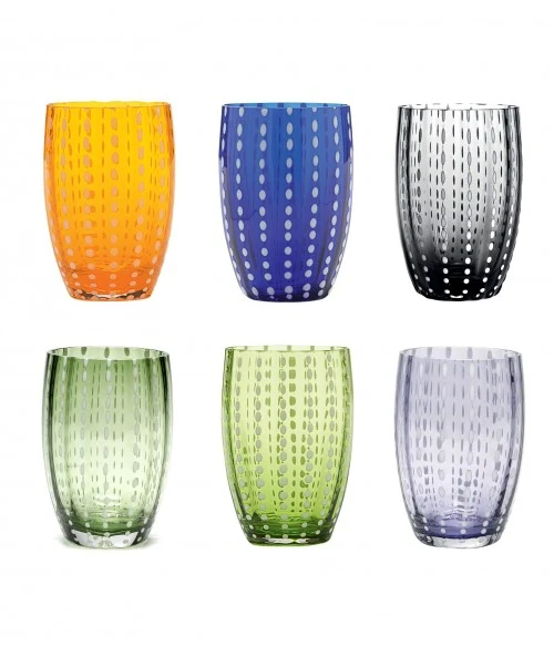Zafferano Perle Set 6 Bicchieri vetro Colori Assortiti