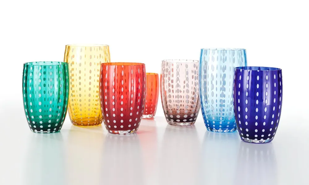 Zafferano Perle Set 6 Bicchieri vetro Colori Assortiti