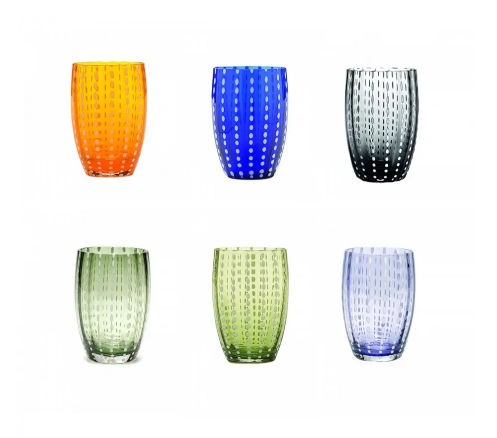 Zafferano Perle Set 6 Bicchieri vetro Colori Assortiti